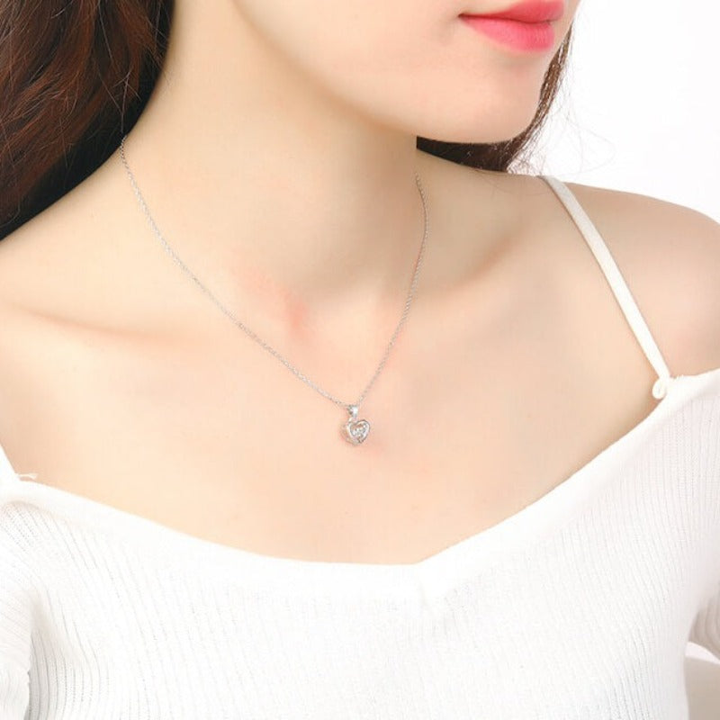 love heart sterling silver necklace