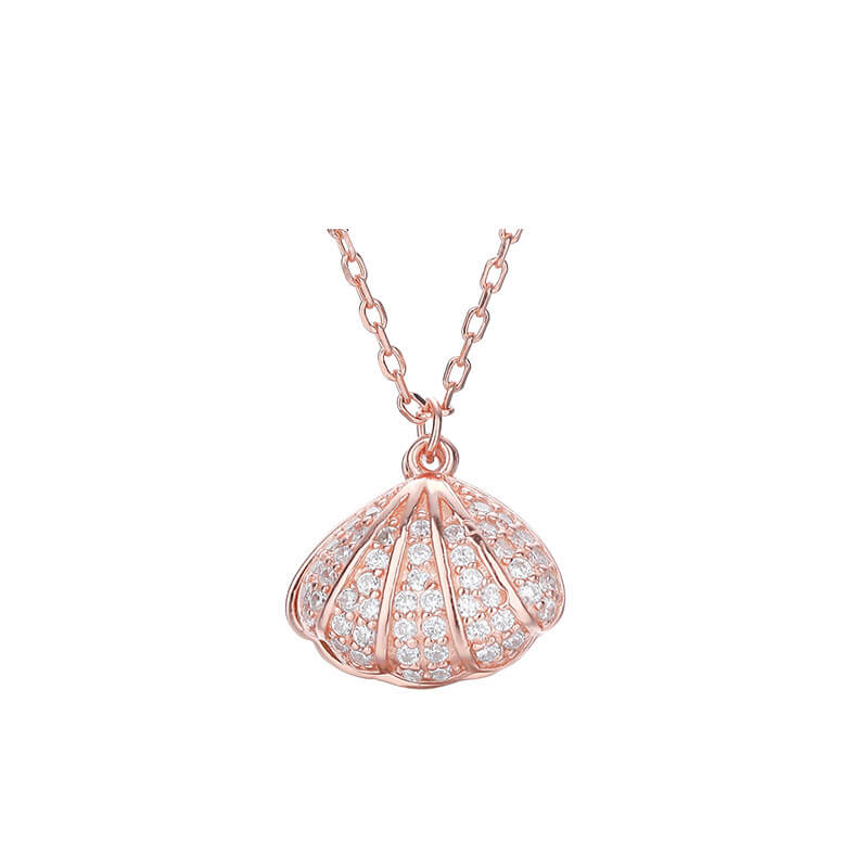 Shell Shaped Design With A Pearl Inside It Necklace Chain For Women And Girls