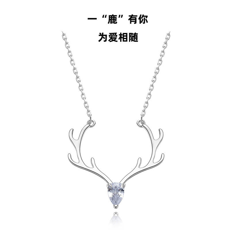 crystal antler necklace sterling silver