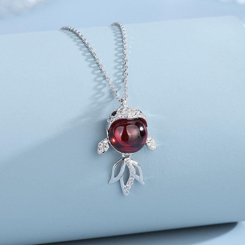 diamond goldfish pendant silver
