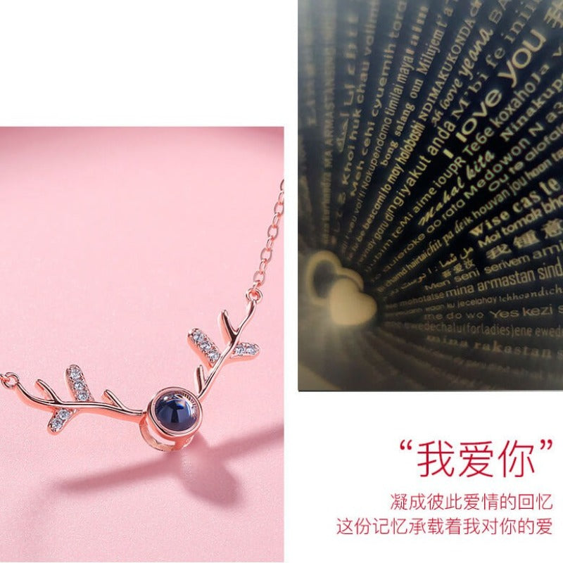 diamon antler  necklace