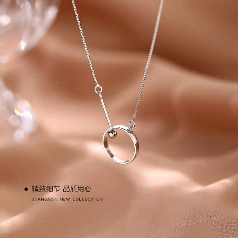 925 sterling silver Minimalist Silver Circle Pendant Necklace