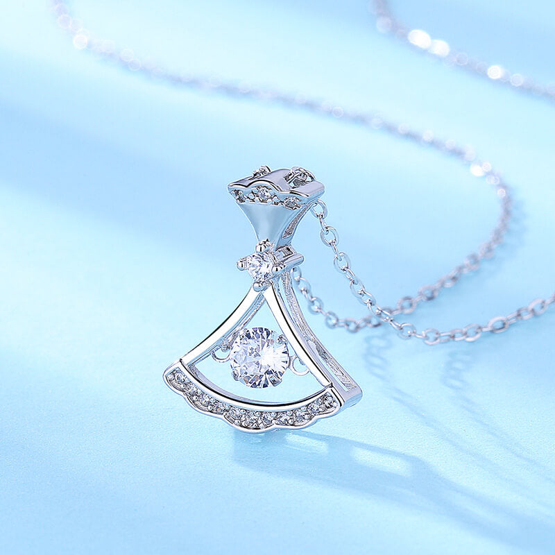 silver diamond skirt Necklace uk