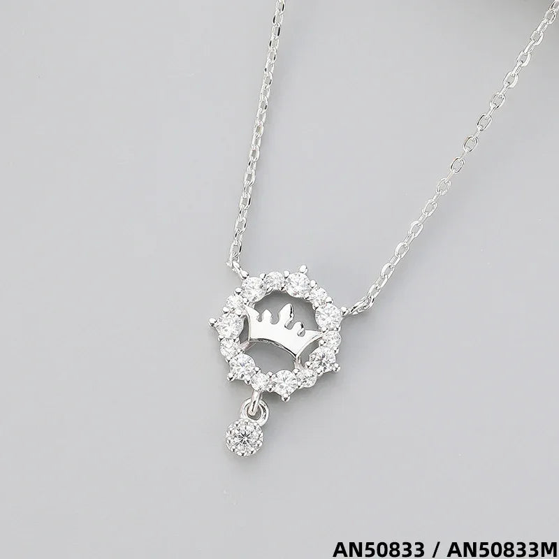 diamond circle crown necklace - JIMMY JEWELRY 01