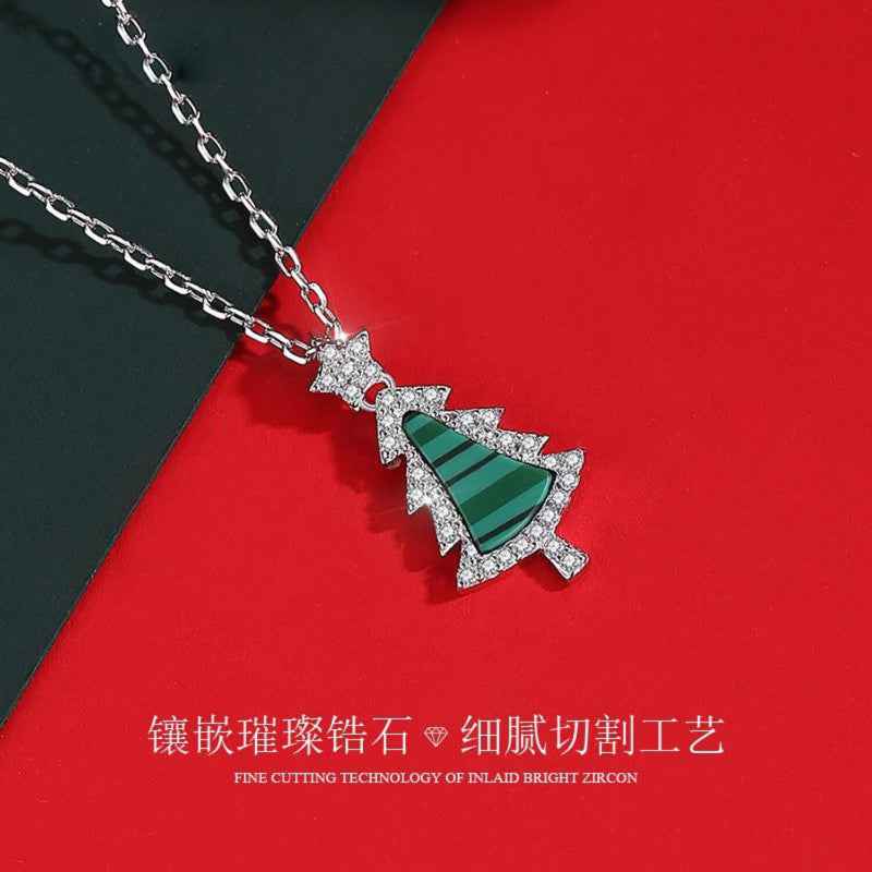 925 Sparkling Christmas Tree Pendant Necklace