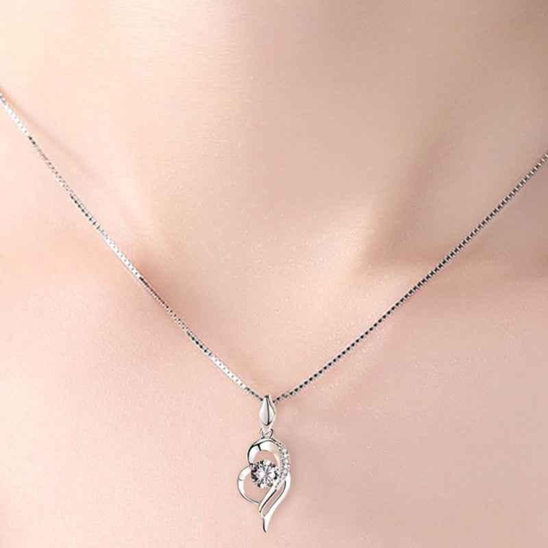 heart silver diamond necklace - JIMMY JEWELRY 01
