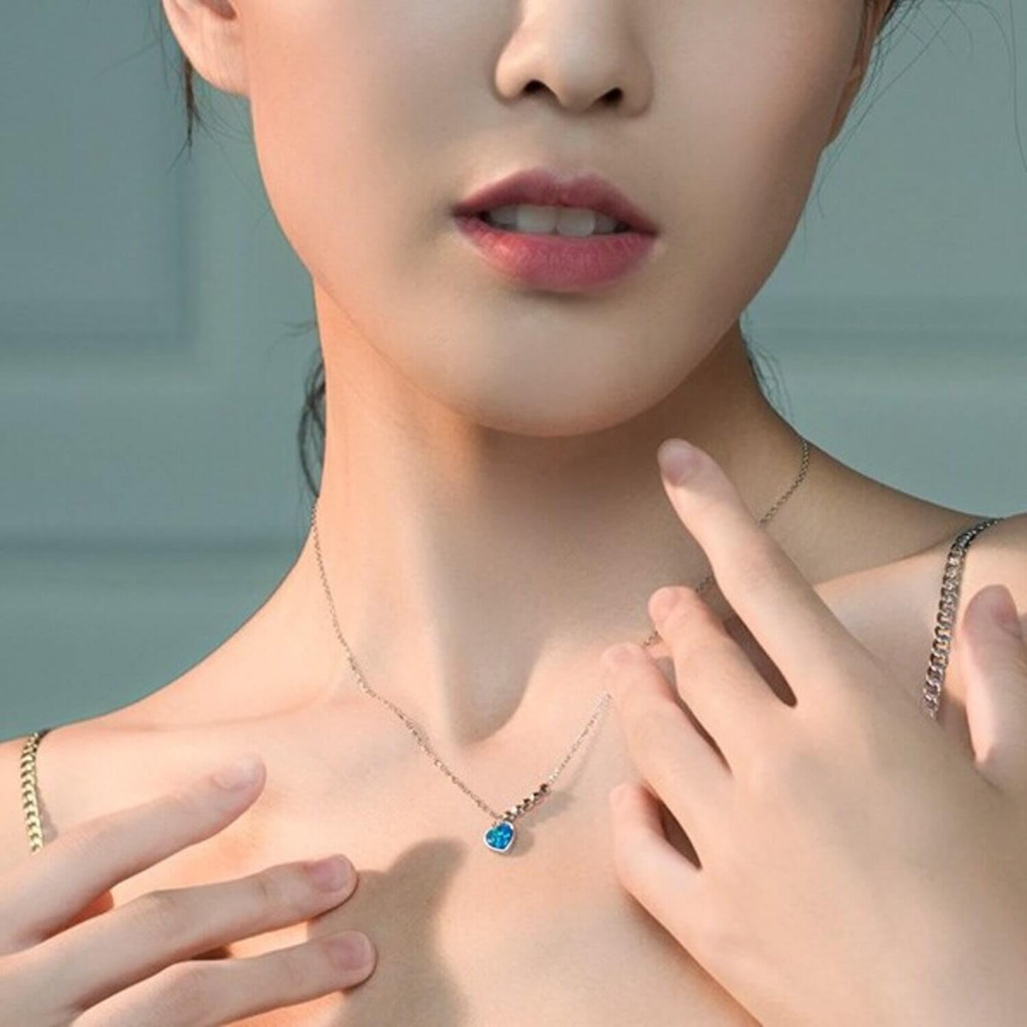 glacial pools heart necklace