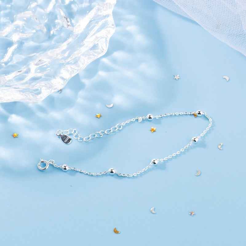 925 Dainty Silver Bead Chain Bracelet