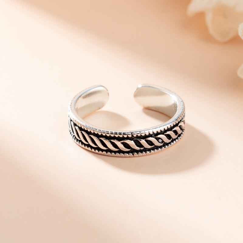 Braided Silver Open Band Ring
