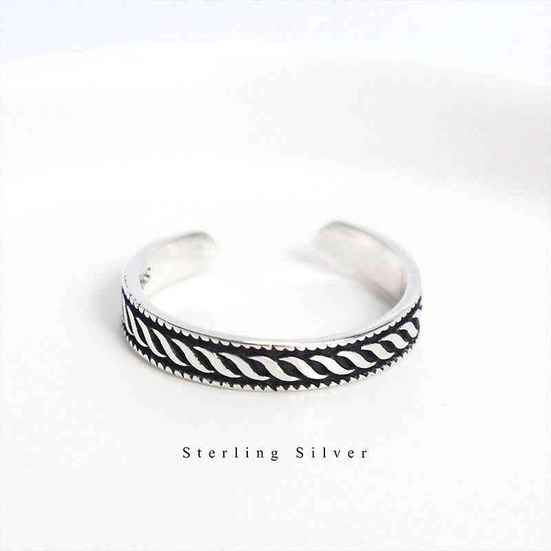 Braided Silver Open Band Ring