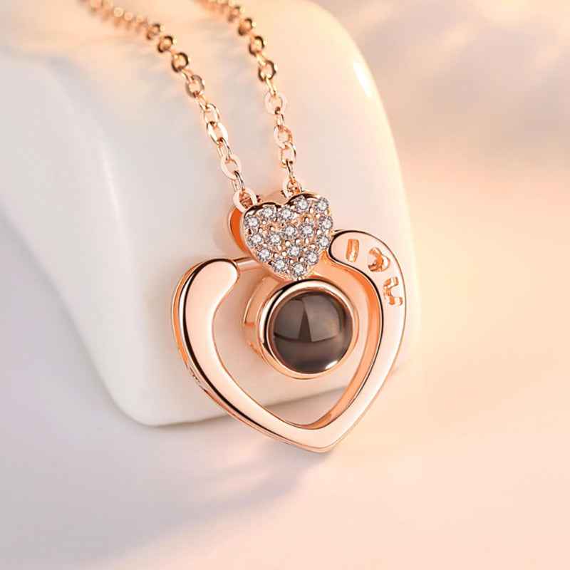 "Love You" Projection Heart Necklace