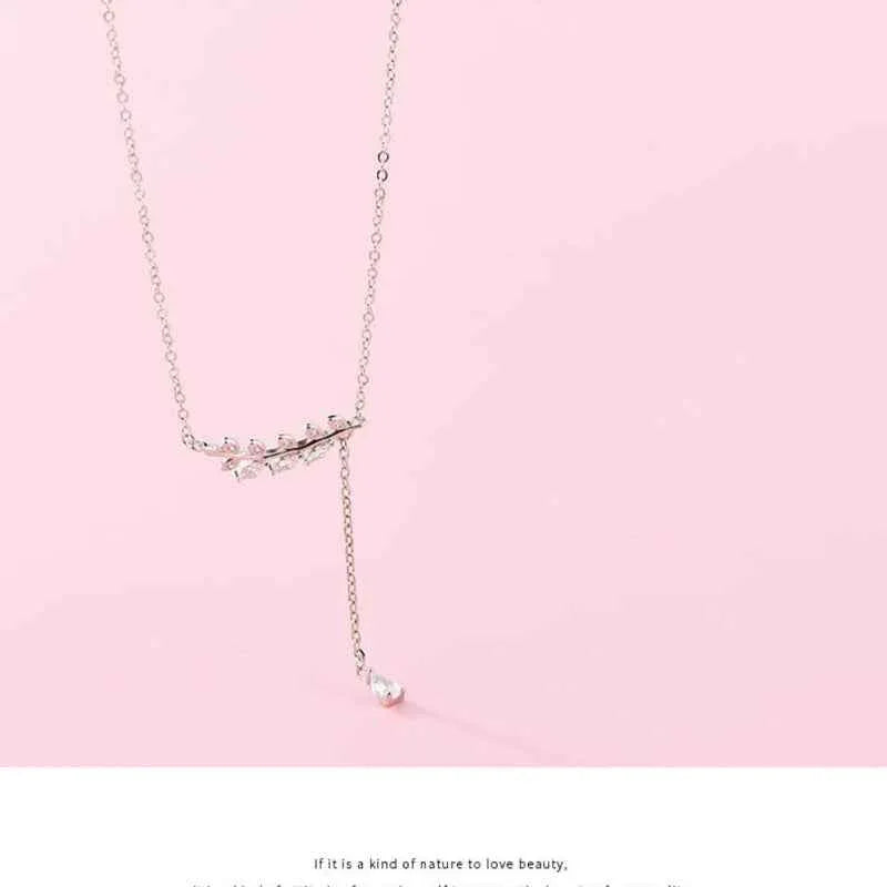 S925 Sterling Silver Diamond-Studded Wheat Ear Tassel Necklace - JIMMY JEWELRY 01