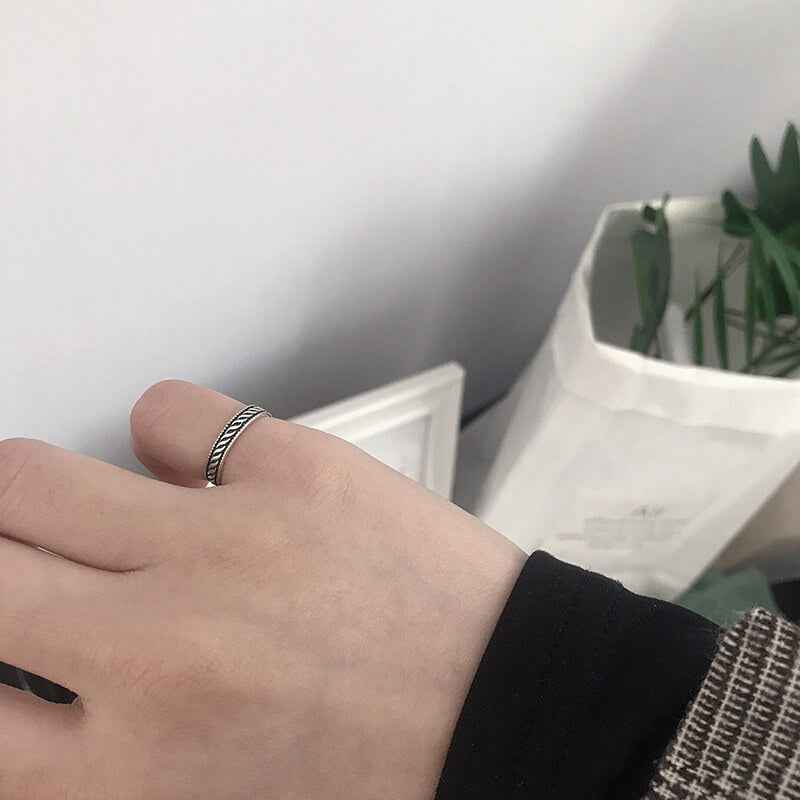 Braided Silver Open Band Ring