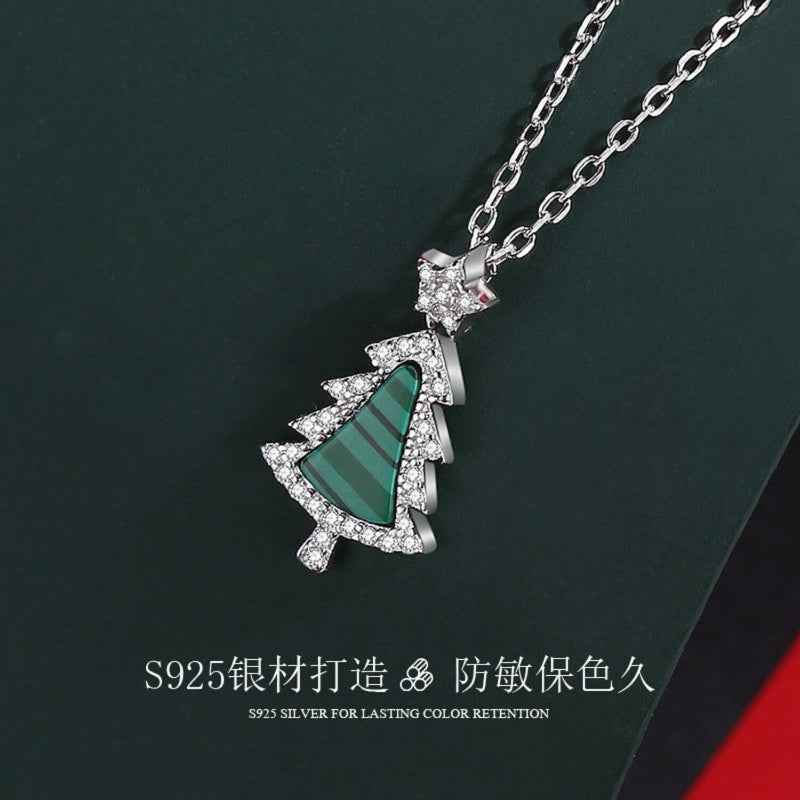 925 Sparkling Christmas Tree Pendant Necklace