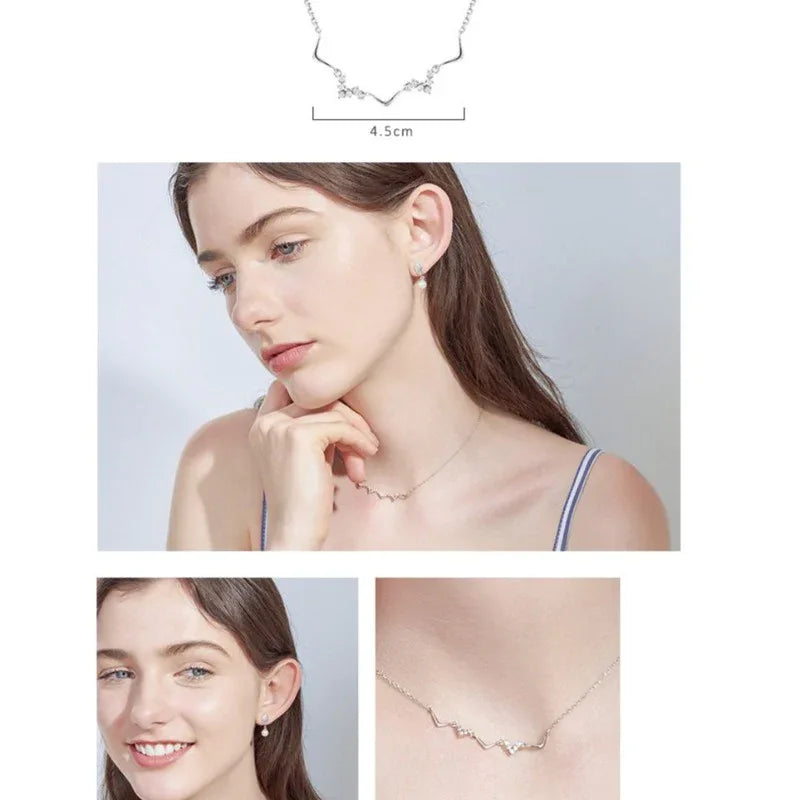 S925 Sterling Silver Diamond V-Shaped Necklace - JIMMY JEWELRY 01