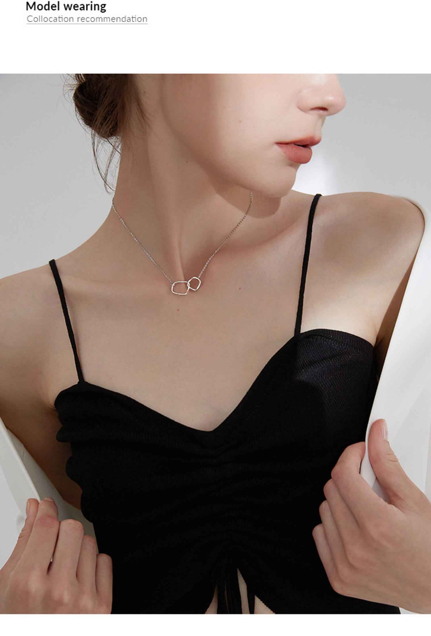 s925 sterling silver Interlocking Circles Dainty Necklace Female