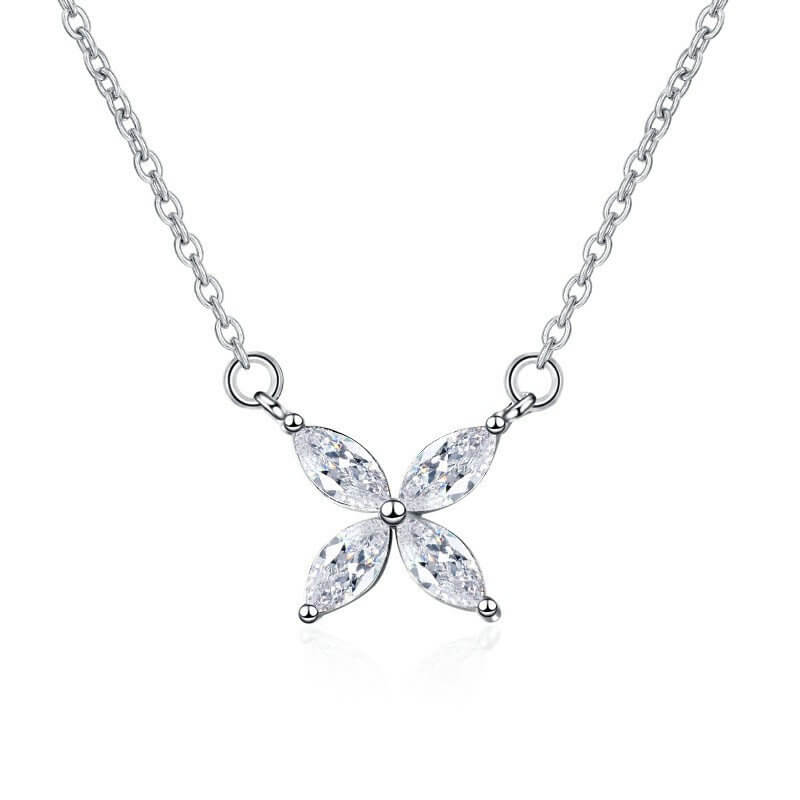Modern Minimalist Crystal Flower Necklace