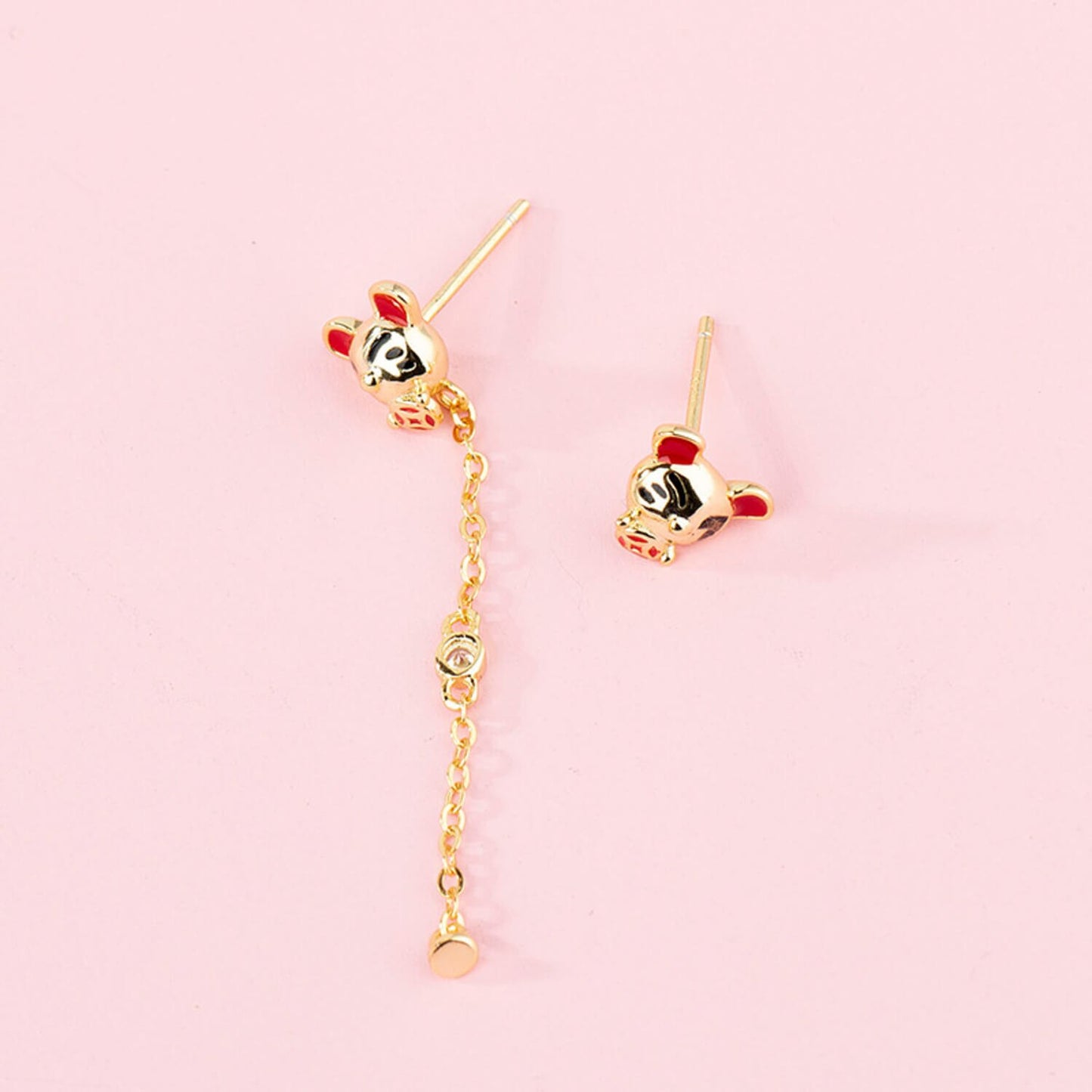 lucky mouse earrings chain earrings