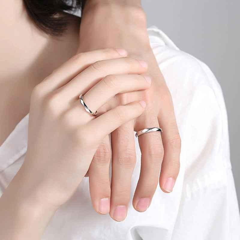 S925 Geometric Faceted Couple Rings for Stylish Partnerships - Perfect S925 Geometric Couple Rings - JIMMY JEWELRY 01