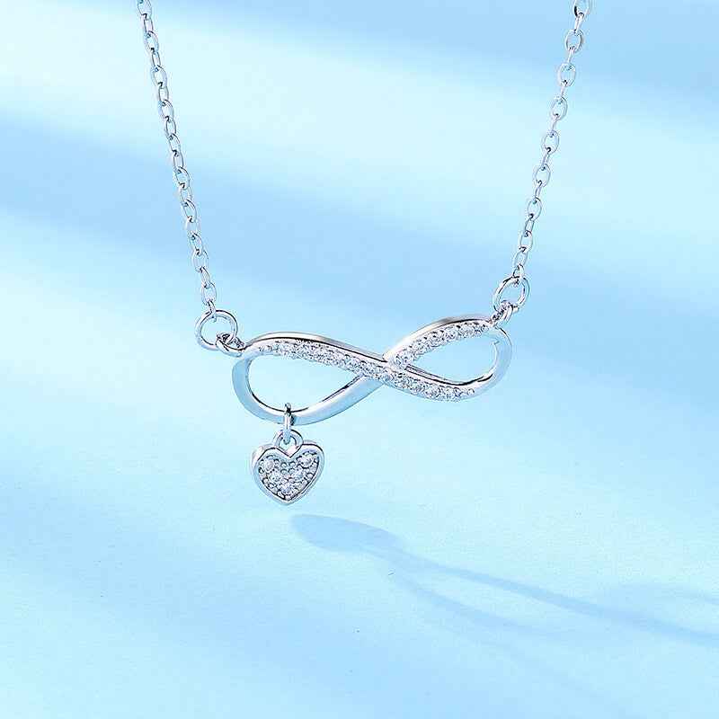 Infinity Necklace with Heart Dangle