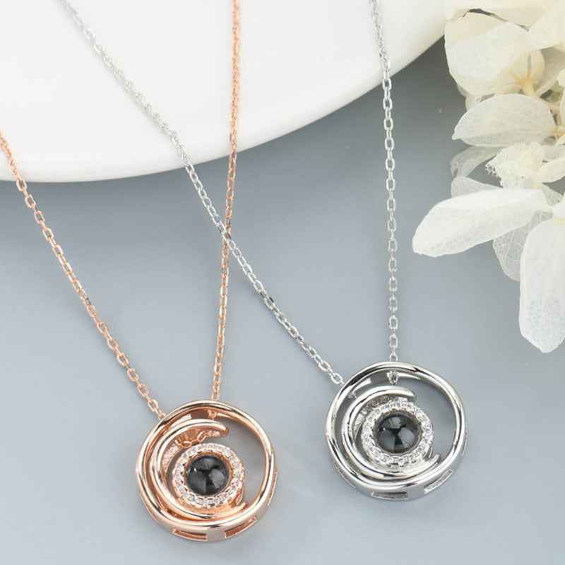 925 sterling silver Orbiting 'I Love You' Projection Necklace