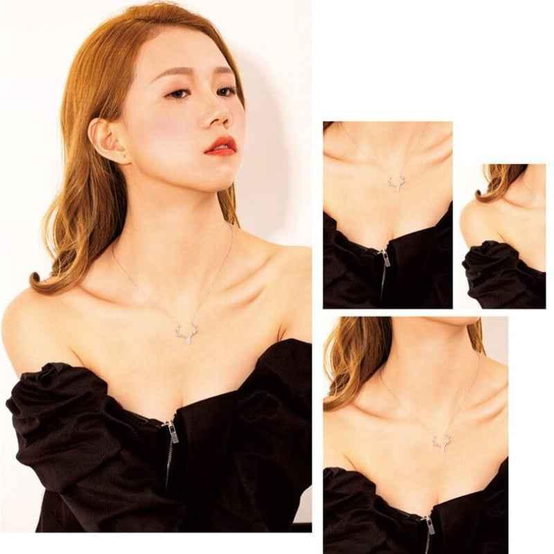 Crystal Pendant Antler Necklace - JIMMY JEWELRY 01