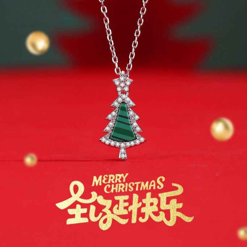 925 Sparkling Christmas Tree Pendant Necklace