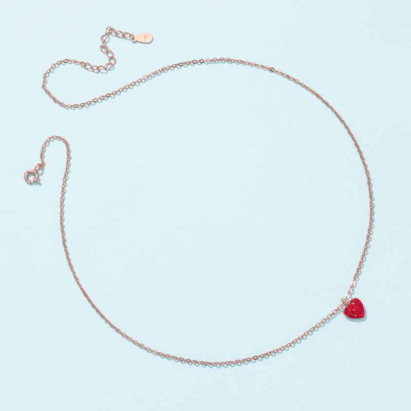 Sparkling Red Crystal Heart Pendant Necklace