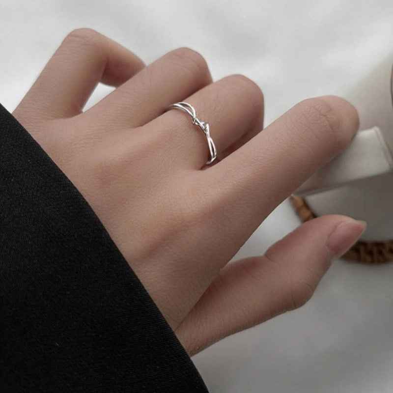 Twisted Silver Wave Ring