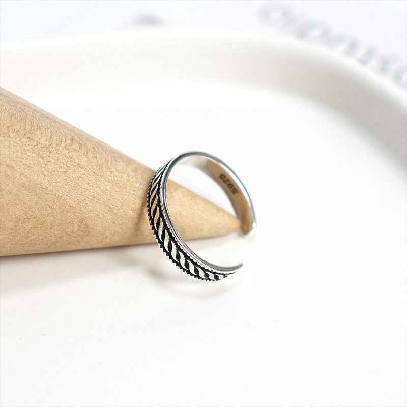 Braided Silver Open Band Ring