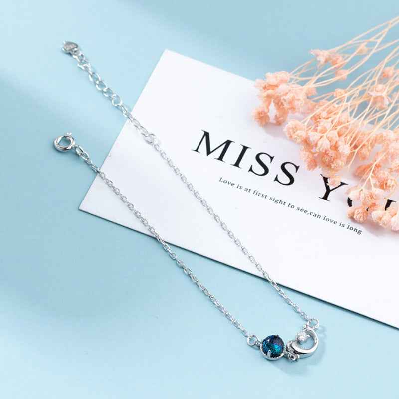 Delicate Dolphin & Blue Stone Bracelet