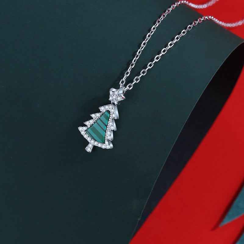 925 Sparkling Christmas Tree Pendant Necklace