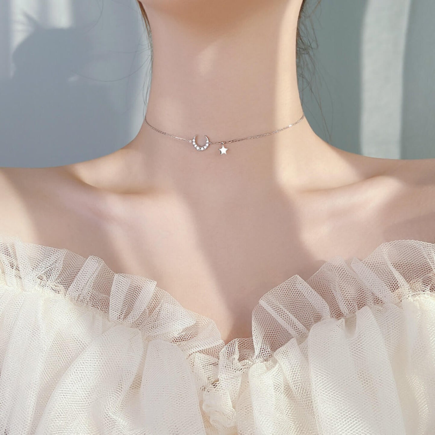 swarovski moon star necklace