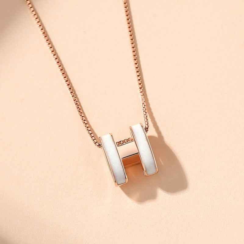 H-Shaped Enamel Letter Necklace - JIMMY JEWELRY 01