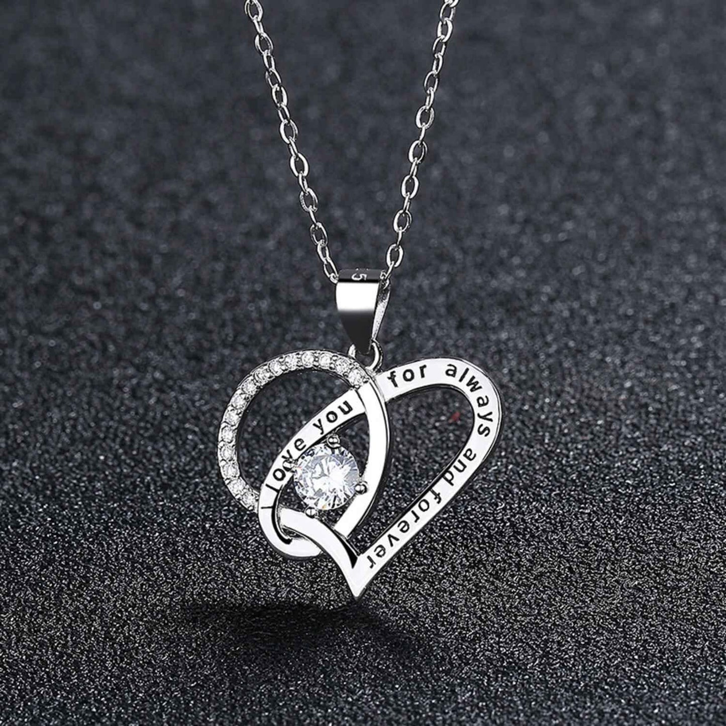 s925 silver love vows heart pendant necklace - JIMMY JEWELRY 01