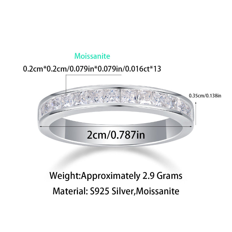 2mm Wide Moissanite Princess Cut Band

