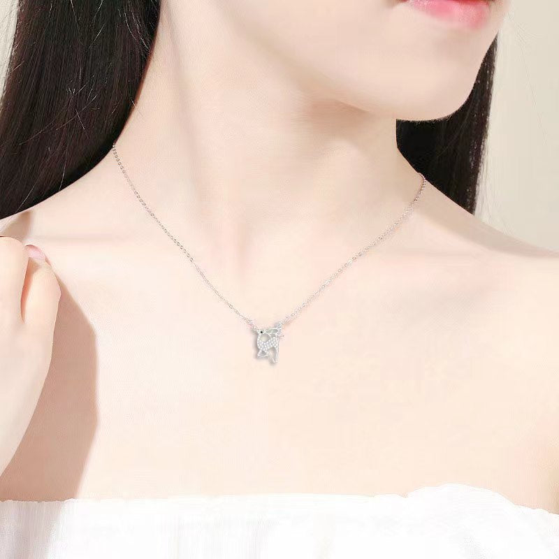 Diamond deer necklace for women