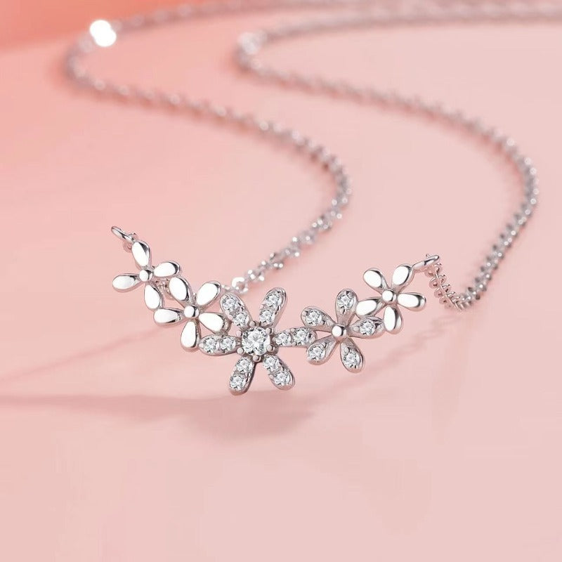 tiny diamond flower necklace for girls