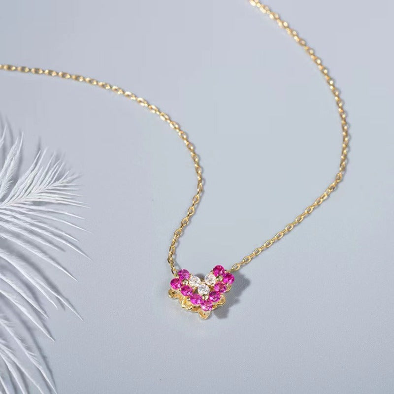 Pink diamond heart pendant necklace