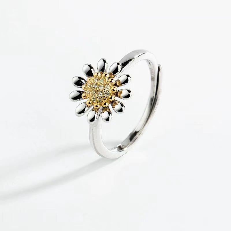 adjustable Sterling Silver Chrysanthemum Ring
