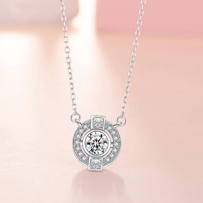 white  diamond circle necklace