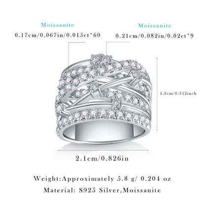 S925 Silver Moissanite Crossover Band

