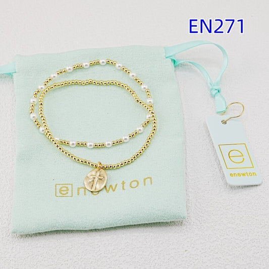enewton Pearl, Disc Cross Pendant Bracelets 2-Piece Set