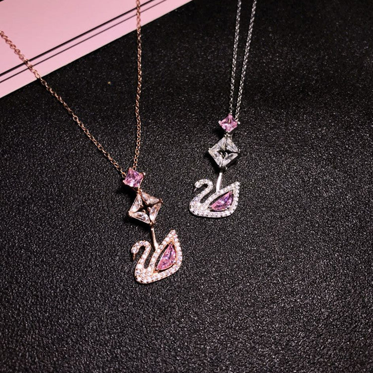 swarovski double sided swan necklace
