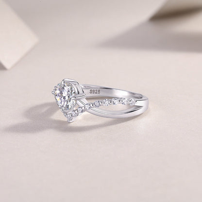 Sparkling Moissanite Promise Ring with V-Band

