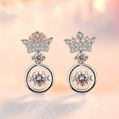 S925 Sterling Silver Diamond Crown Earrings - JIMMY JEWELRY 01
