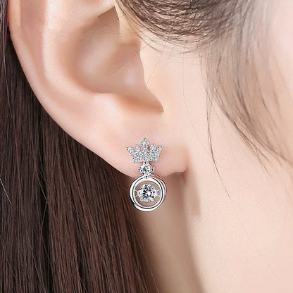 S925 Sterling Silver Diamond Crown Earrings - JIMMY JEWELRY 01