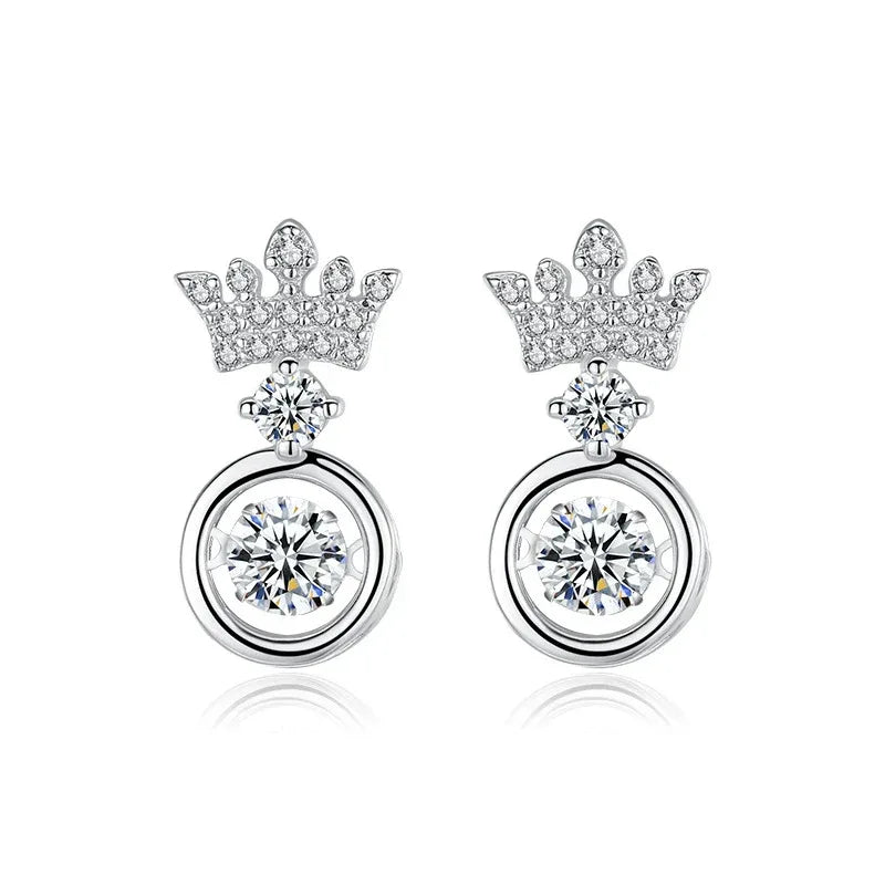 S925 Sterling Silver Diamond Crown Earrings - JIMMY JEWELRY 01