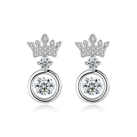 S925 Sterling Silver Diamond Crown Earrings - JIMMY JEWELRY 01