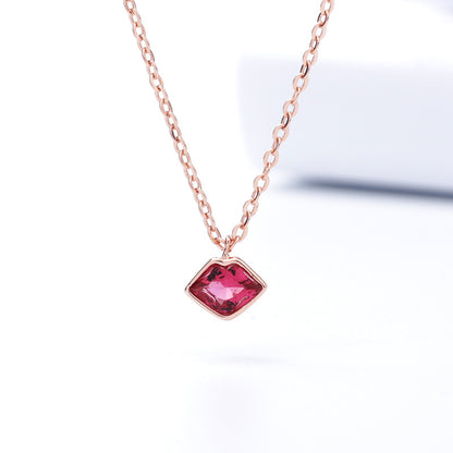 red crystal mouth necklace